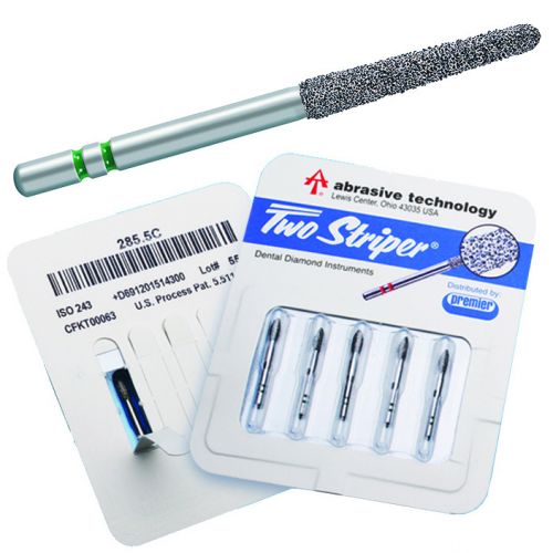 Abrasive Technology 780.8C Two Striper FG Friction Grip Coarse Grit Round End Taper Diamond Burs 5/Pk 2015464 Abrasive Technology 780.8C Two Striper FG Friction Grip Coarse Grit Round End Taper Diamond Burs 5/Pk 2015464